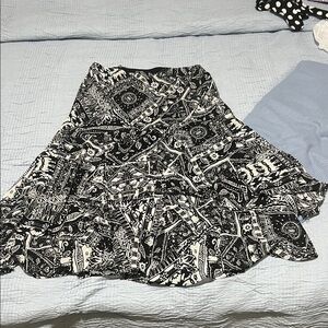 Chaps Asymmetrical Black and White Skirt